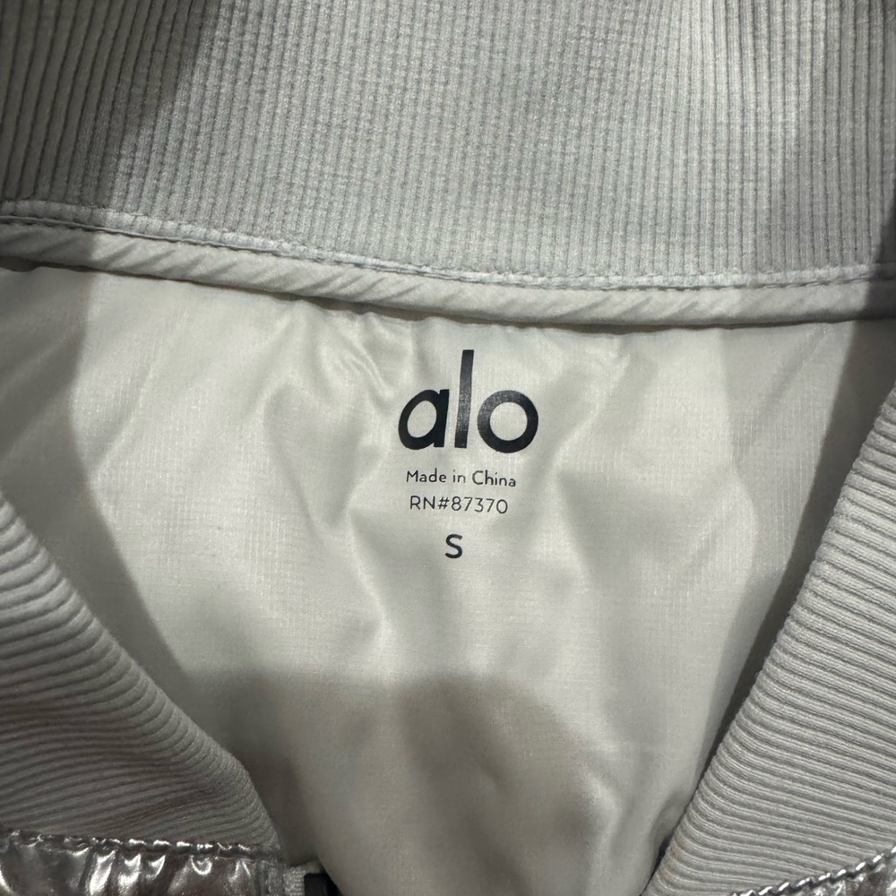 Alo Off Duty Silver Bomber Jacket, Size smalll, down fill - Picture 5 of 8